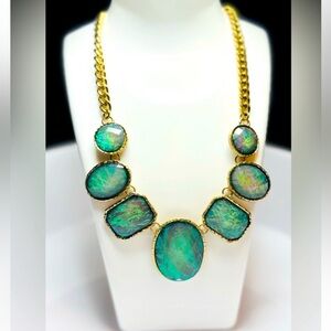 Elegant Gold and Green Statement Necklace